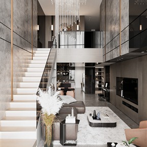 现代 复式客厅 客厅空间