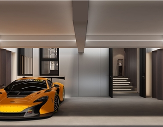 现代别墅地下车库3d模型下载