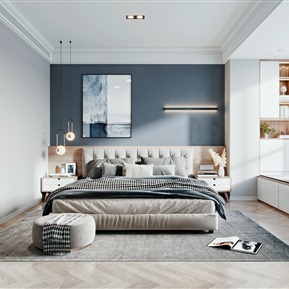 现代 卧室 主卧室