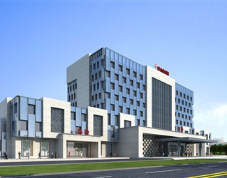 现代医院建筑效果图3d模型下载-3d溜溜网