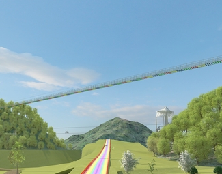 现代 滑道 户外景区网红项目步步惊心空中自行车