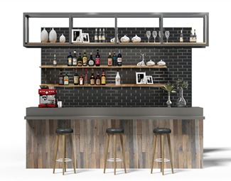 工业LOFT 吧台椅组合 酒架