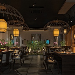 新中式 餐厅 餐厅卡座区