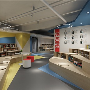 现代 阅览室 大厅前台阅读区