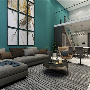 现代 复式客厅 别墅客餐厅