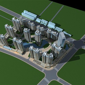 现代 鸟瞰图 高档高层小区鸟瞰