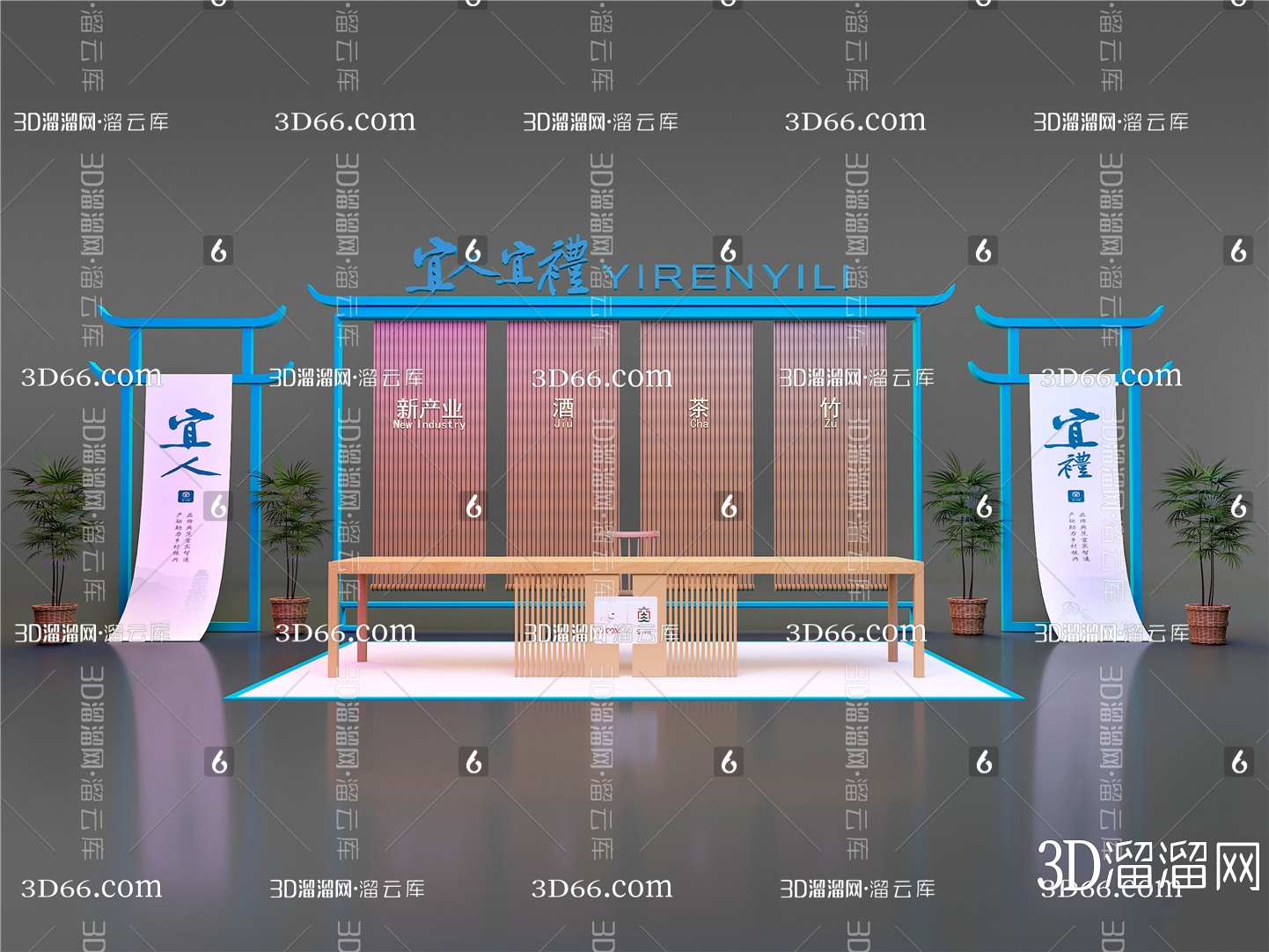新中式美陈3D模型下载-花瓣网