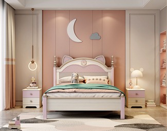 现代儿童房床头背景