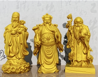 新中式 雕像 福禄寿财神老人 古代人 雕塑