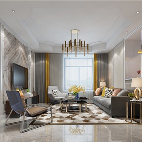 轻奢 客厅 客餐厅