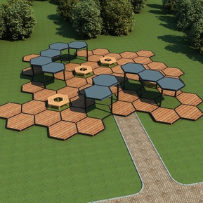 现代 廊架 景观