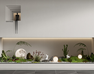 现代 景观小品 庭院小品 室内景观造景 植物组合 微地形 植物堆 微景观 框镜