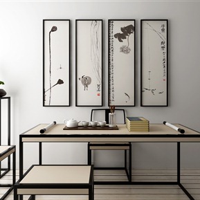 新中式 书桌椅  书桌组合