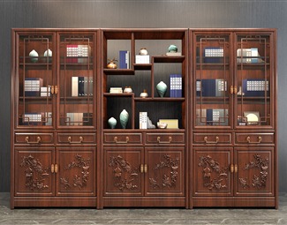 中式装饰书柜
