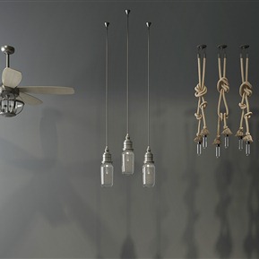 工业LOFT 吊灯 扇吊绳吊灯