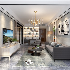 现代 客餐厅 客厅餐厅