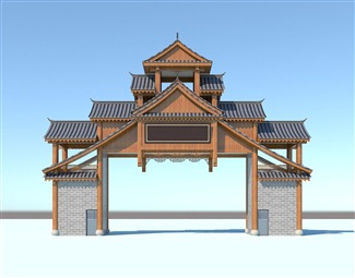 新中式坡屋顶大门