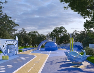 现代 儿童游乐区 海洋主题儿童游乐区 滑滑梯器械