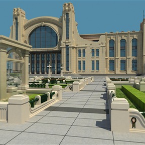 欧式 火车站 火车站广场