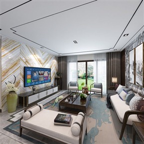 新中式 客餐厅 客餐厅全景