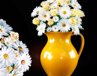 现代花瓶里的花束
