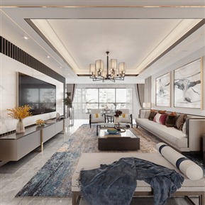 新中式 客餐厅 客餐厅全景