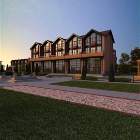 欧式 联排别墅 洋房小区景观