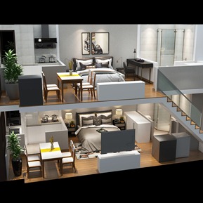 现代 公寓 复试客厅