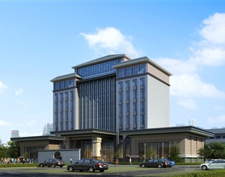 现代多层酒店建筑3d模型下载