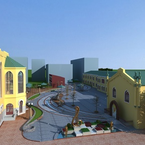 简欧 步行街 艺术景观