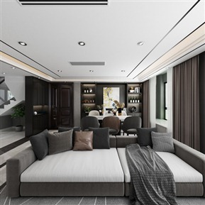 现代 客餐厅 黑白灰客餐厅