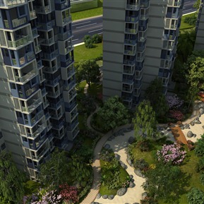 现代 住宅区 园林住宅