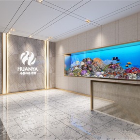 现代 楼梯口 大厅鱼缸
