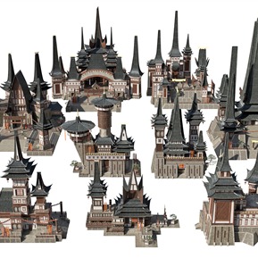 中式 古建 古建神庙建筑楼房