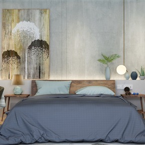 北欧 背景双人床  摆件 装饰品 陈设