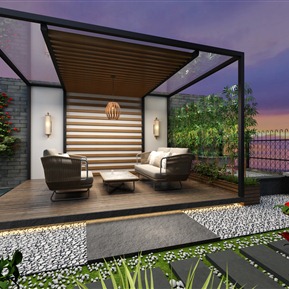 新中式 花园 室外花园 露台