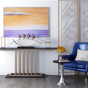 现代 端景台 休闲椅装饰柜装饰品组合