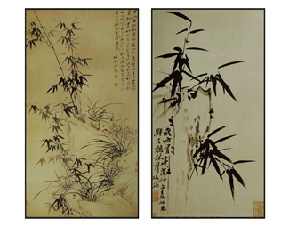 新中式中式禅意雅致水墨竹子图案挂画组合