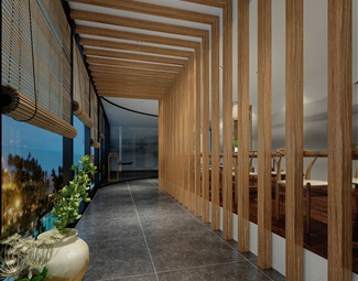 新中式餐厅走廊