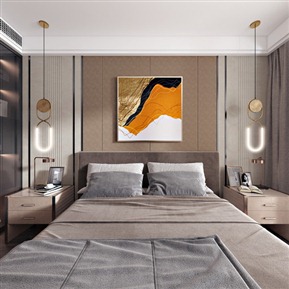 现代 卧室 主卧室全景