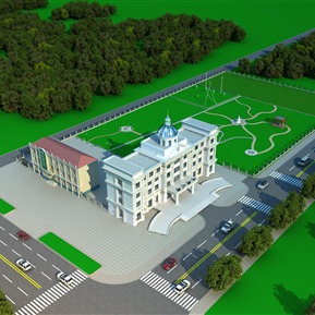 欧式 鸟瞰图 气象站