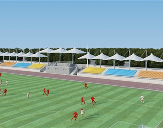 现代学校操场看台3d模型下载