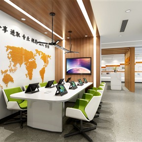 现代 公共办公区 办公前台接待 会议室