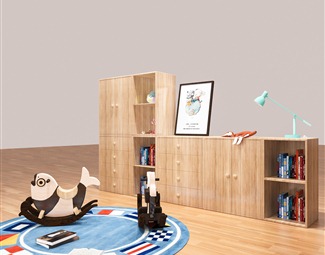 现代儿童房书柜