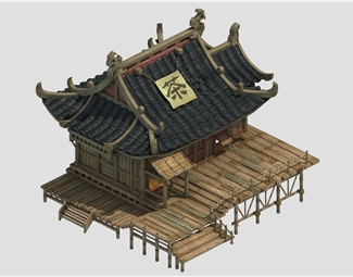 中式古代窗3d模型下载