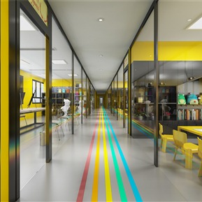 现代 幼儿园 幼儿园培训机构 接待大厅 过道