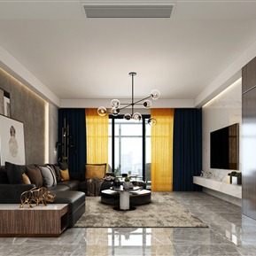 现代 客厅 客餐厅 主卧