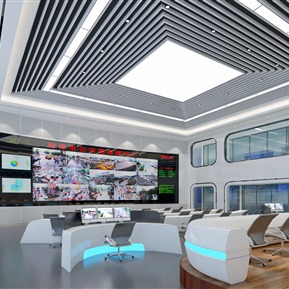 现代 监控室 公安局监控指挥大厅