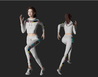 现代 女人 跑步美女人物