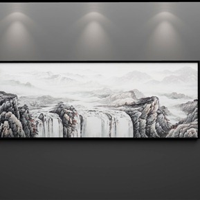 新中式 风景画 抽象意境简约水墨山水床头画